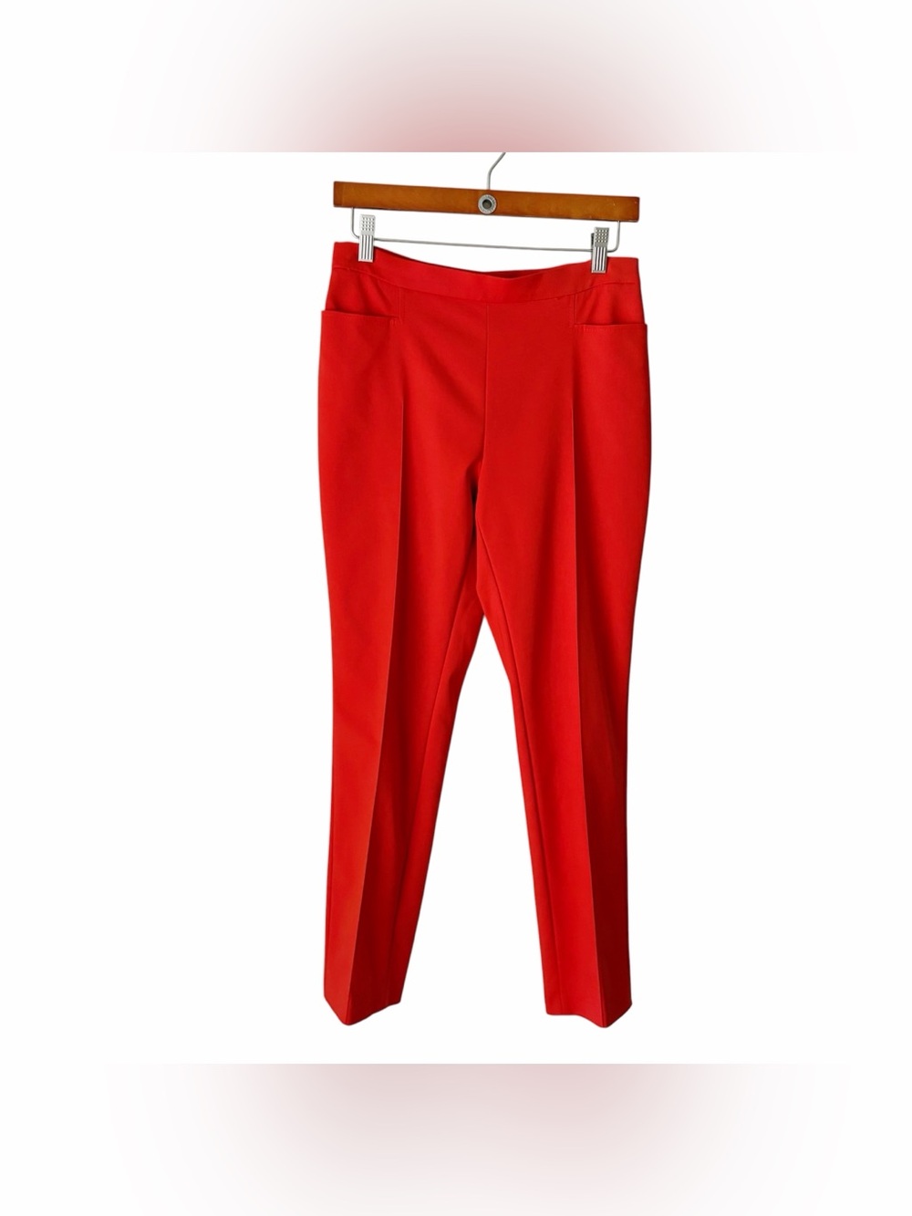 Akris Punto | Franca Trouser Pants Cropped Pleat Front Bright Orange Size 8 - Picture 3 of 8